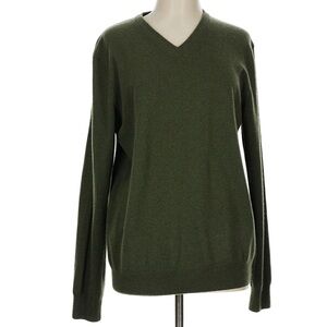 Mantovani Studio Cashmere V-Neck Sweater Forest Green Size Large